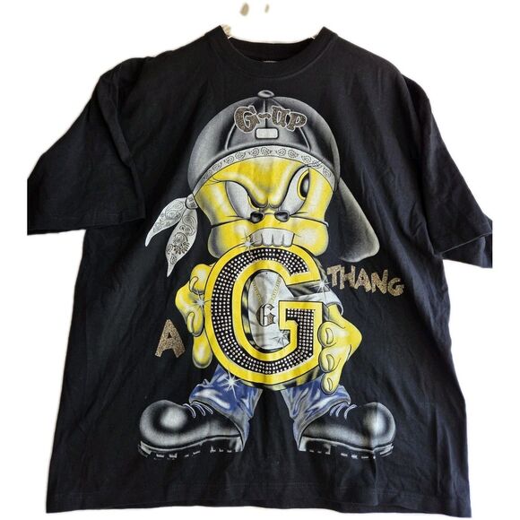 Looney Tunes TWEETY BIRD Hip Hop G THANG Oversized Baggy T-SHIRT Bling MENS M - Picture 2 of 8